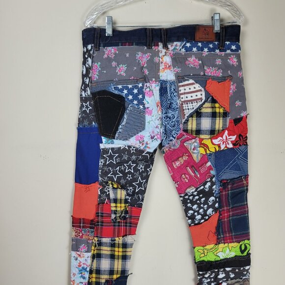 BiePa Patchwork Jeans Straight Leg Denim 34 Vintage Statement Piece 1971 - Picture 8 of 12